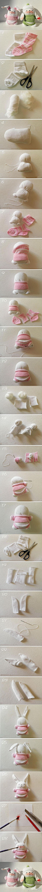 【DIY手工】小袜子就能制成的可爱小兔子教程