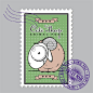 卡通可爱羊邮票设计