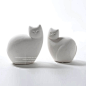 猫咪摆件 创意 现代简约抽象小猫 白色陶瓷哑光釉磨砂肌理儿童房