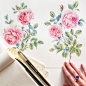 English roses : watercolor pattern