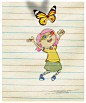 Фото Девочка в разноцветных очках ловит бабочку