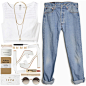 A fashion look from July 2015 featuring white tops, Levi's and ivory pumps. Browse and shop related looks.