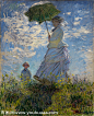 印象主义：法国  莫奈  持太阳伞的妇人：莫奈夫人和她的儿子 - Woman with a Parasol - Madame Monet and Her Son