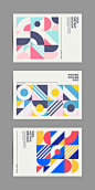 多彩艺术抽象几何形状孟菲斯风格卡片封面海报平面设计素材ai矢量