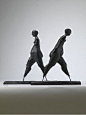 'Walking' by English sculptor Anthony Abrahams (b.1926). Bronze, edition of 9,  20.3 in high. via artnet: