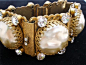 Vintage Vargas Bookchain Rhinestone Bracelet Signed Rare Runway Baroque Pearls | eBay