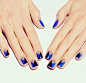 electric blue geometric nails #美甲#