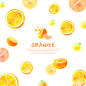 甜橙橘子 美味水果 水彩手绘 水果插画设计PSD