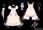 #Lolita原创设计#
【挚爱的她】
紫色三色堇的花语是“请思念我”，与“无畏之爱”
裙摆边缘的花花想用刺绣来表达

感谢@Lo娘脑洞小天坑_lolita 辛苦了 ​​​​