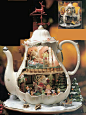 ENESCO 古董音乐盒度假小屋音乐茶壶