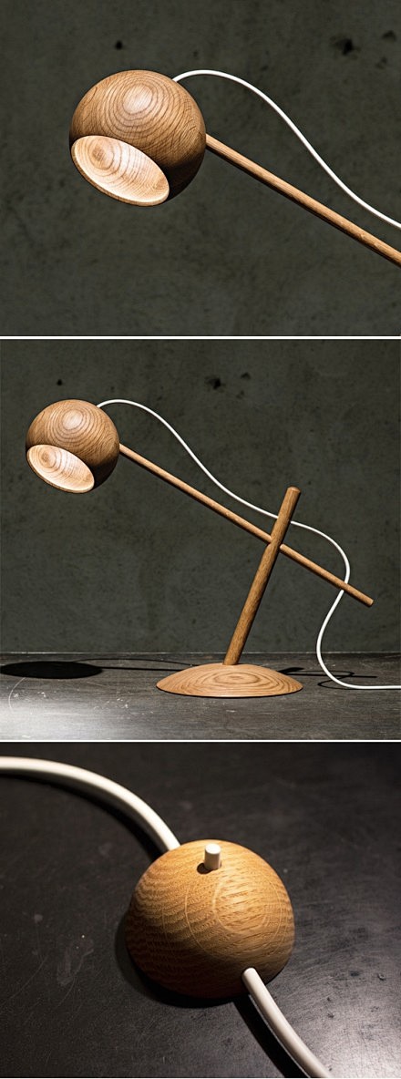 橡木台灯，挪威设计师Sverre Uhn...