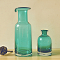 小清新简约蓝色透明玻璃花瓶美式乡村插花瓶水培植物瓶 客厅摆件