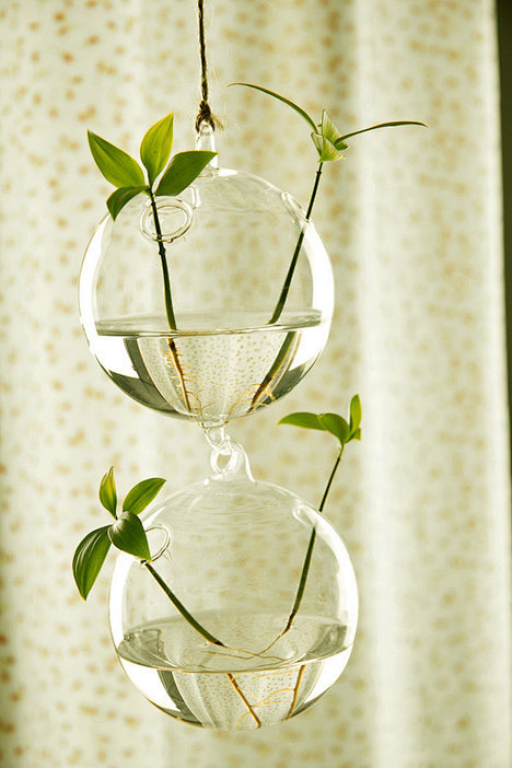 日式花瓶现代时尚花瓶悬挂玻璃透明简约花瓶...