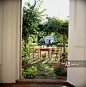 View to table setting on terrace, Trumansburg, NY, USA, designer Hitch Layman