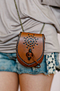 Bohemian Leather Cross Body, Toggle Tote Bag, Hand Stamped Purse, Sol Child Leather Hand Bag in Brown (B1112BRN): 