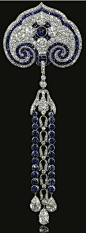 Sapphire and diamond brooch, circa 1910@北坤人素材