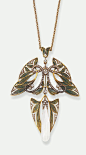 AN ART NOUVEAU DIAMOND, PLIQUE-A-JOUR ENAMEL AND PEARL PENDANT NECKLACE, BY HENRI VEVER - 1907: 