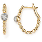 Diamond Beaded Hoop Earrings in 14K Yellow Gold, .20 ct. t.w.