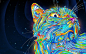 General 1920x1200 animals abstract Matei Apostolescu cat psychedelic colorful