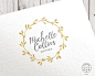 Premade logo  golden glittery wreath floral  by HayleyLogoArts