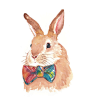 Bunny Rabbit PRINT - Rabbit Watercolor, Bunny Wearing a Bow Tie, Nursery Art, 5x7