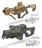 Cyberpunk guns, Dipo Muh. : Another time another guns! Some commissioned work from a while ago. The theme is simply cyberpunk, although form-follows-functions still have to apply a bit. I love projects with complete fun and freedom. Anyway, cheers, and ta