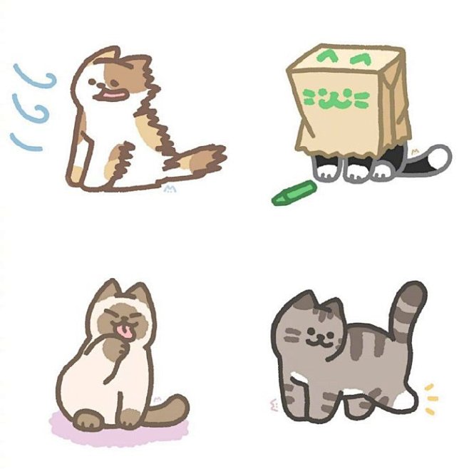 一组超级可爱的猫咪插画
ins: cch...