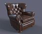 Churchill Leather Sofa, UE4Arch Studio : Painted in  Substance Painter and rendered in  Iray. The normal map was sculpted using Mudbox. The original model has about 35k polygons.