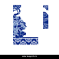 Style vector word font oriental type pattern japan year design asian china porcelain ABC number