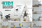儿童房室内家居墙面艺术装饰画贴画壁纸展示效果图VI智能贴图PS样机素材 KIDS WALL & FRAMES Mockup Bundle - 2 - 南岸设计网 nananps.com