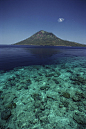  Indonesia - View of Manado Tua Island from Bunaken Island, coral reef, blue ocean