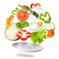 Assorted fresh vegetables flying in a plate