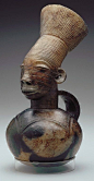 Africa | Vessel from the Mangbetu people of DR Congo, in the shape of a femal head | 20th century | Ceramic