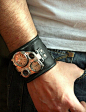 Men's Wrist watch Pathfinder leather bracelet  SALE  by dganin, $150.00