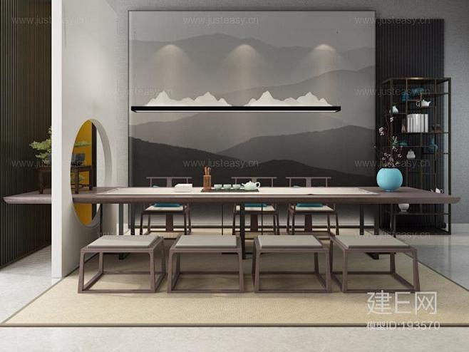 新中式茶室茶室家装空间模型-3d模型分享...
