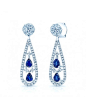 1.27 TCW Sapphire And Diamond Tear Drop Earrings In 14k White Gold
