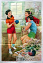 【50~70年代经典宣传画欣赏】——1964-开展女子乒乓球运动 