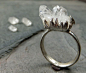 Raw Natural Arkansas Quartz Crystal Cluster Sterling Silver gemstone Ring