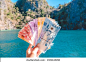 People hand hold many of various value  Philippines peso banknote when travelling in Coron Islands . 库存照片