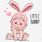 带着兔子耳朵的宝宝 粉色宝宝 元素 免抠png 设计图片 免费下载 页面网页 平面电商 创意素材