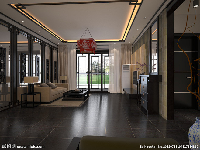 中式 客厅 灯 沙发 造型 镜子 空调 ...