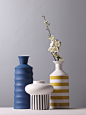 北欧创意花瓶 横竖条纹陶瓷插花摆件 样板房家居客厅博物架装饰品-淘宝网