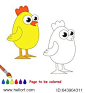 Yellow Egg Chicken to be colored, the coloring book for preschool kids with easy educational gaming level.