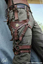 Leather holster, handy - Probably not that hard to imitate with pleather and brads! #Leather #Cargopants #Holster: