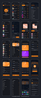 80屏国外iOS/Android音乐播放器多媒体app界面设计橙色ui套件明暗模板下载_颜格视觉