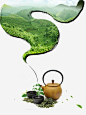 黄色茶壶茶田装饰景物高清素材 免费下载 页面网页 平面电商 创意素材 png素材