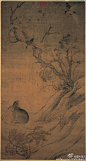 北宋 崔白《双喜图》又名《禽兔图》绢本 设色 横：103.4cm 纵：193.7cm 藏台北故宫。(2048×3835)