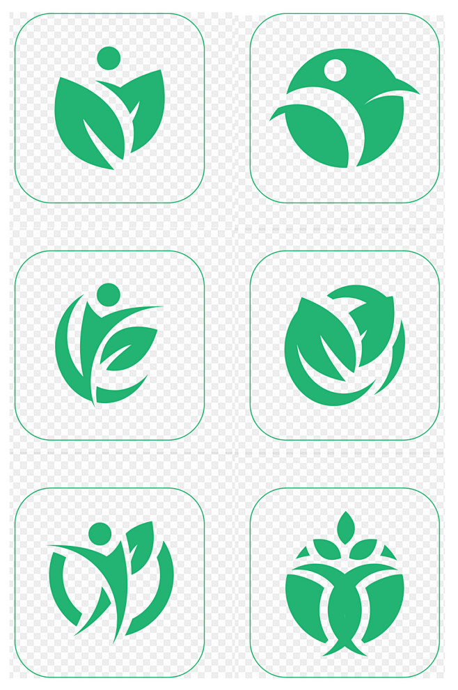 树叶绿叶养生人物icon图标免抠元素