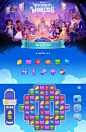 Digital Art  disney game design  gameUI GUI icons match3 UI uiux user interface