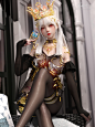 General 1920x2560 3D CG fantasy girl white hair red eyes crown card playing cards
